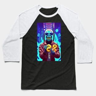 happy cyberpunk monkey with donuts Baseball T-Shirt